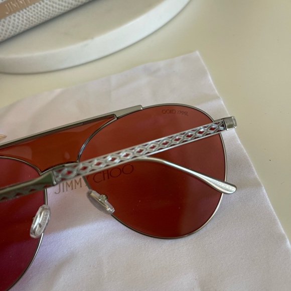 NEW Jimmy Choo Ave aviator sunglasses silver frame red lenses - Picture 9 of 14